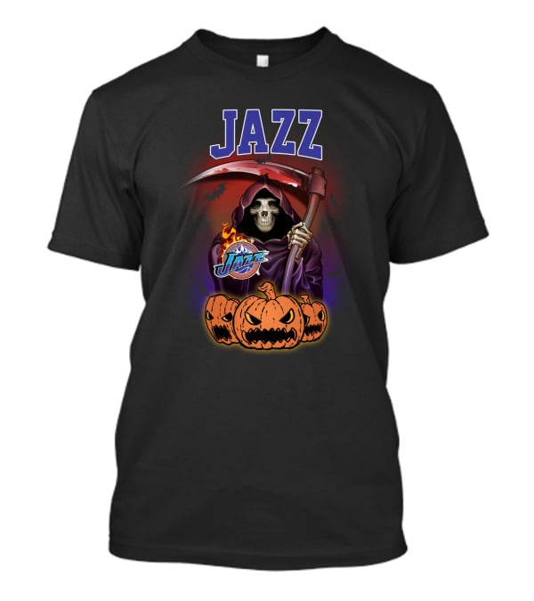 Jazz Grim Reaper Utah Halloween Pumpkins T-Shirt