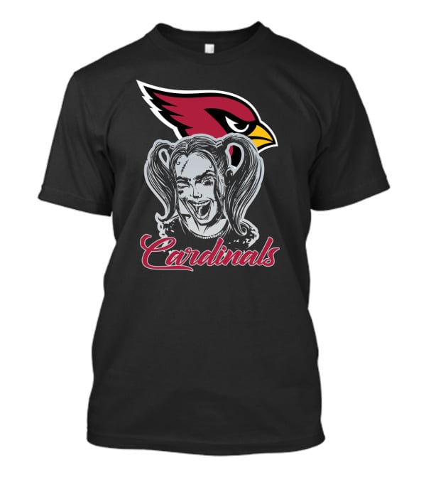 Harley Quinn And Arizona Cardinals Fans Enthusiast Icon With Cardinal Logo And Bold T-Shirt