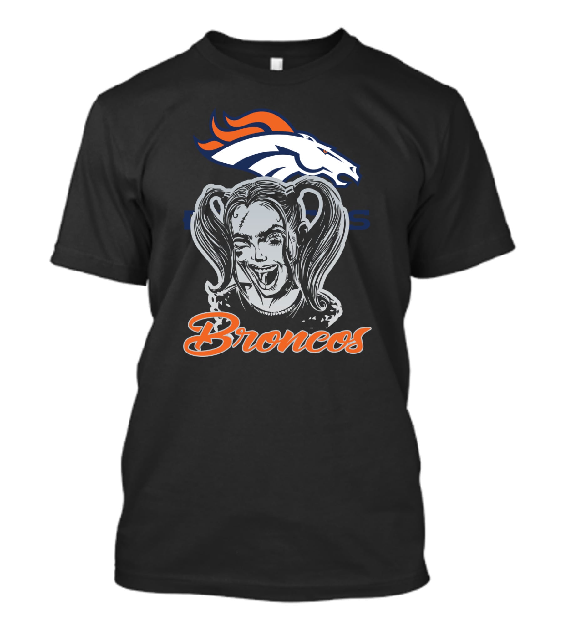 Harley Quinn Broncos Fans Denver Broncos Logo Combination T-Shirt