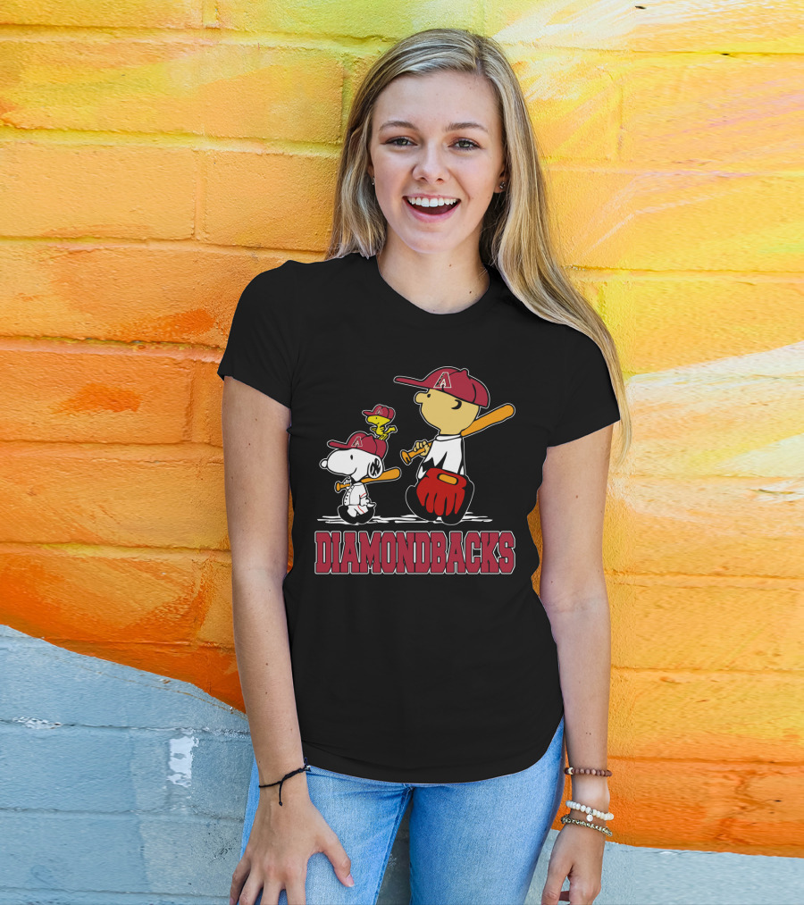 Diamondbacks Snoopy Charlie Brown Woodstock Baseball Fans T-Shirt