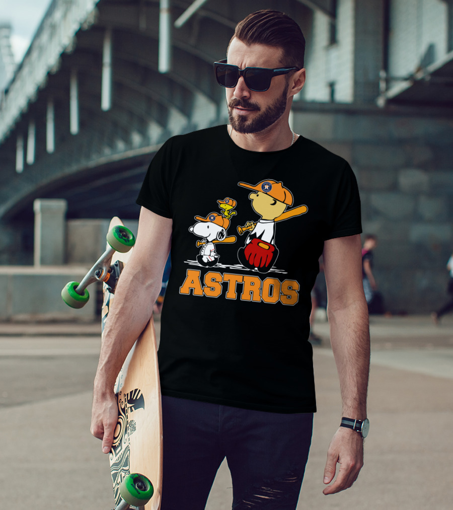 Snoopy Woodstock And Houston Astros Baseball Fans T-Shirt