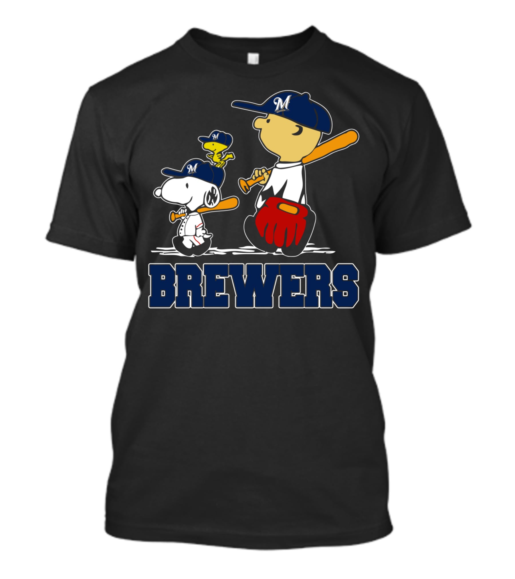 Snoopy Woodstock Charlie Brown Milwaukee Brewers Baseball Fans T-Shirt