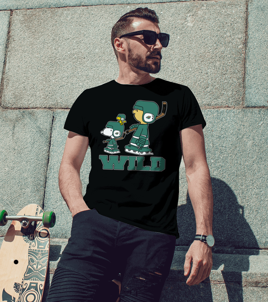 Snoopy And Woodstock Minnesota Wild Hockey Fans T-Shirt