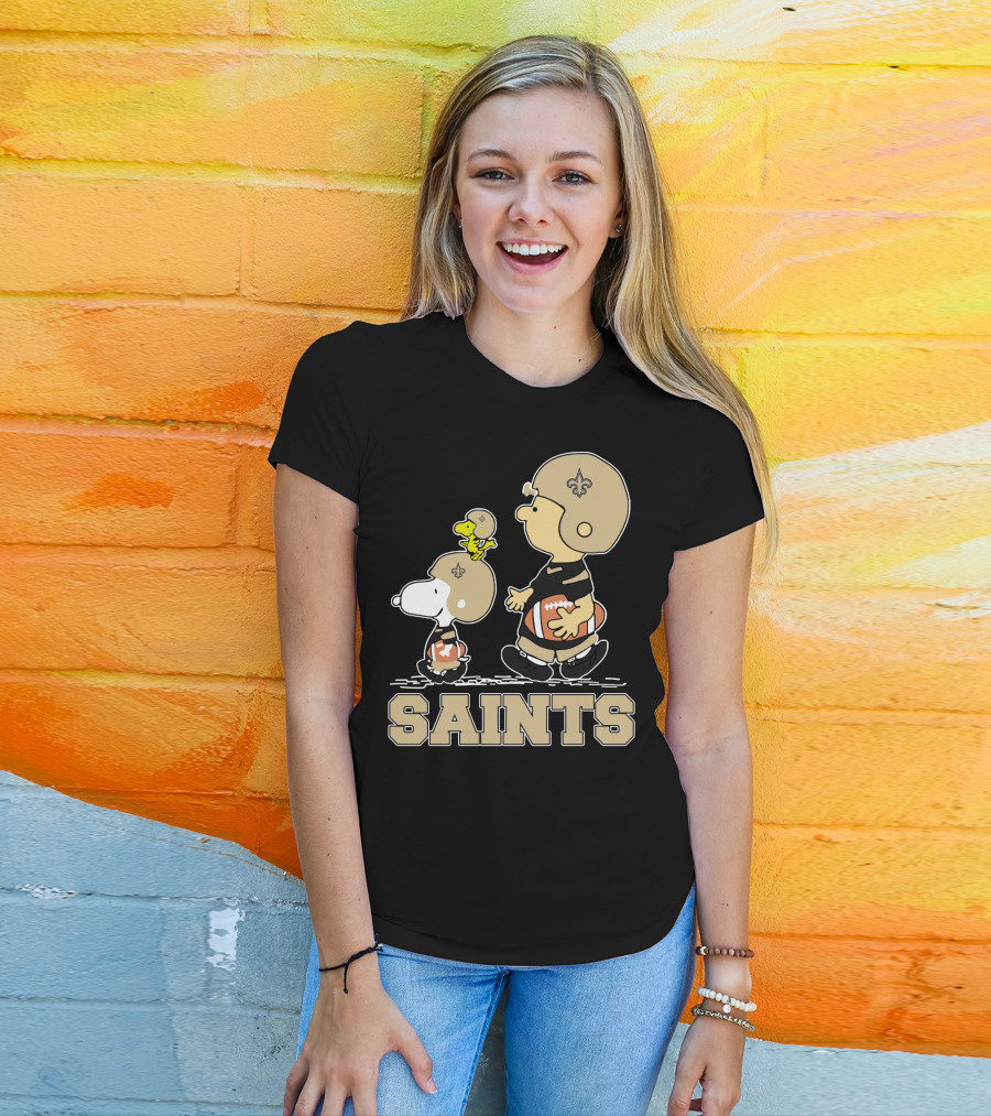 Snoopy Woodstock Charlie Brown New Orleans Saints Fans T-Shirt