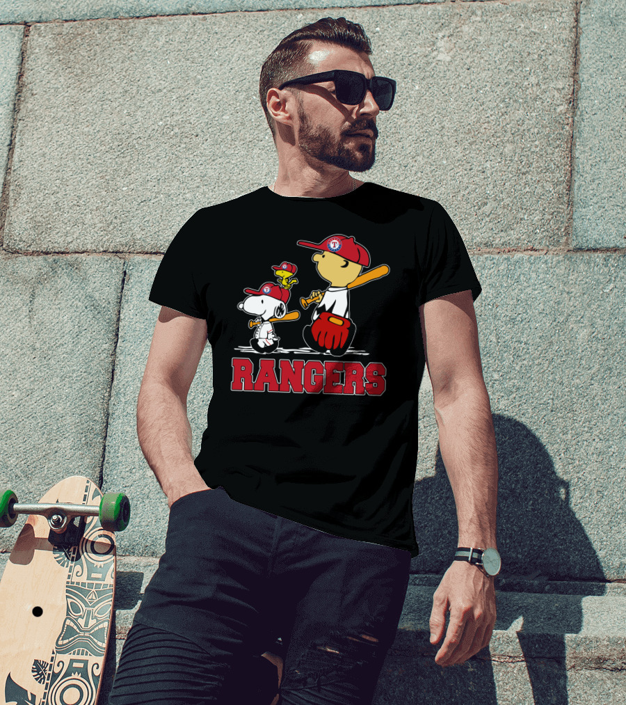 Snoopy Woodstock Texas Rangers Fans Team Spirit T-Shirt