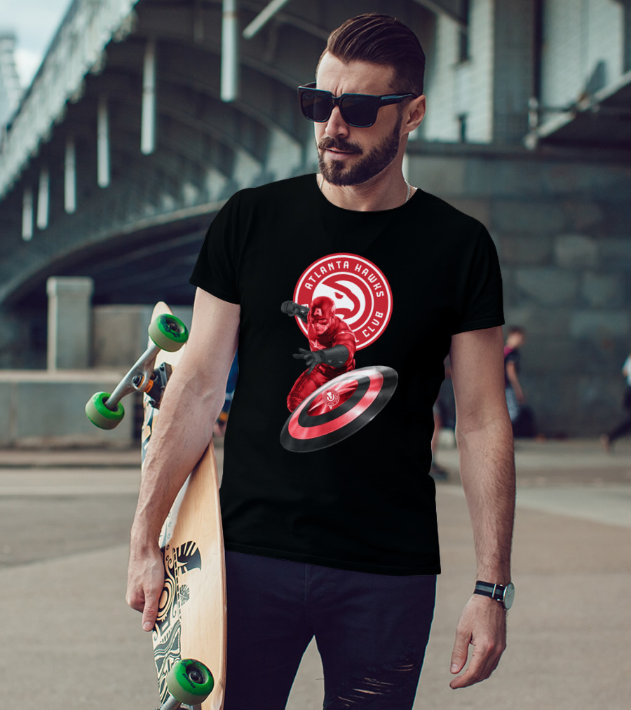 Atlanta Hawks Club Captain America Shield T-Shirt
