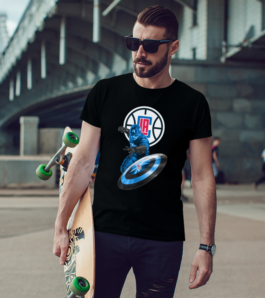 La Clippers And Captain America Shield Hero Crossover T-Shirt