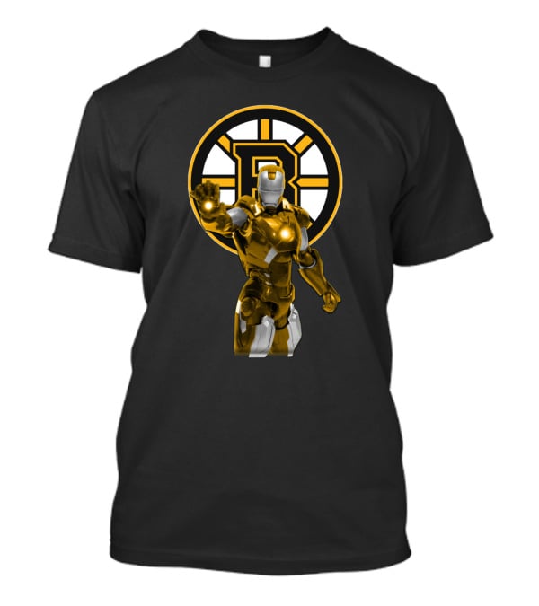 Iron Man Boston Bruins Crossover With Team Logo And Armor Fusion T-Shirt