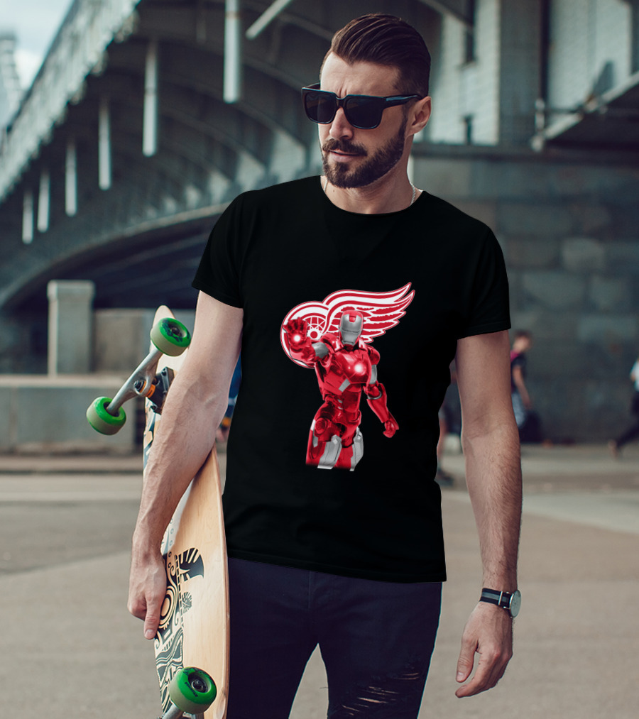 Iron Man Detroit Red Wings Crossover Marvel NHL Collaboration T-Shirt
