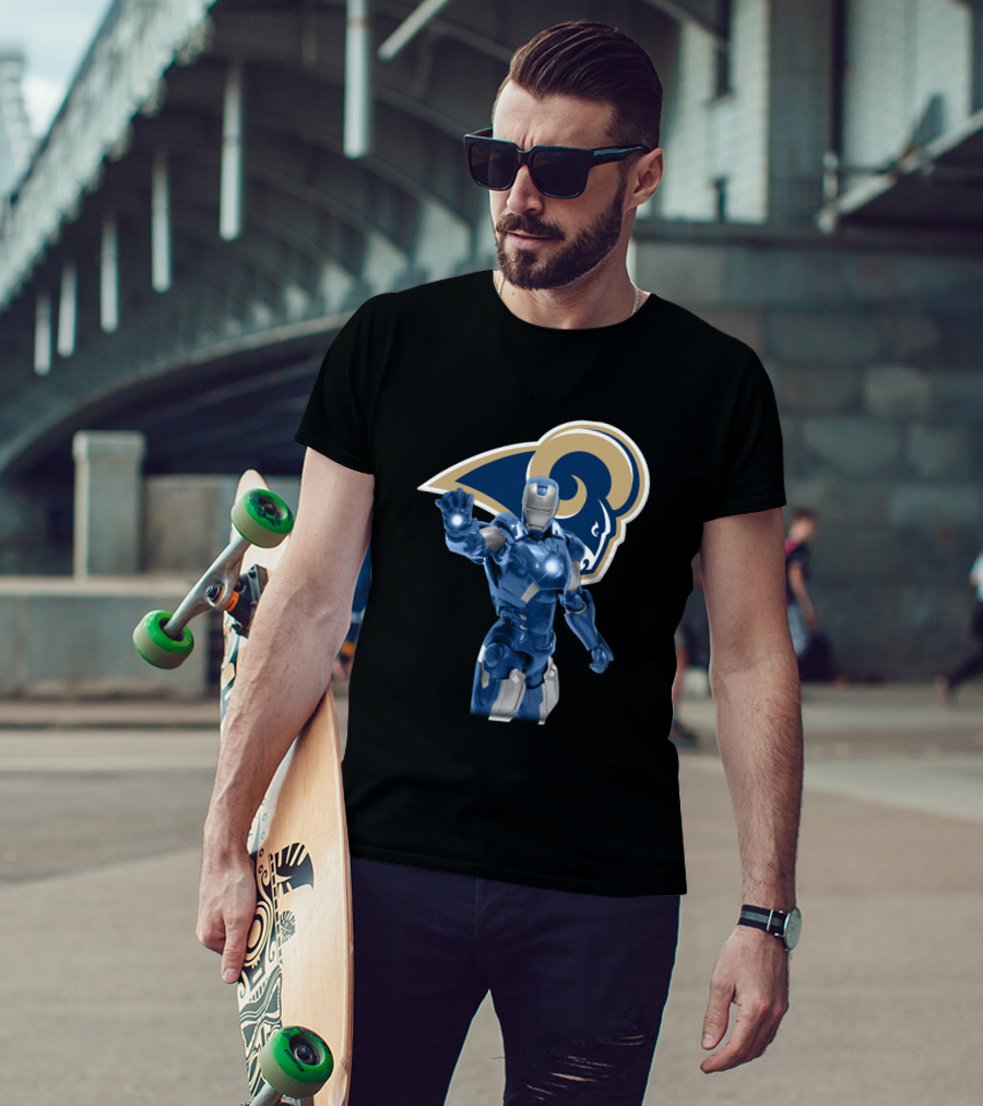 Iron Man Los Angeles Rams Superfan Crossover T-Shirt