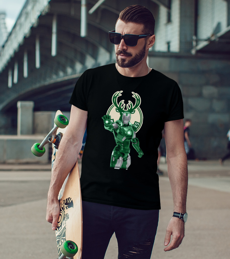 Iron Man Milwaukee Bucks Marvel Crossover Fan T-Shirt