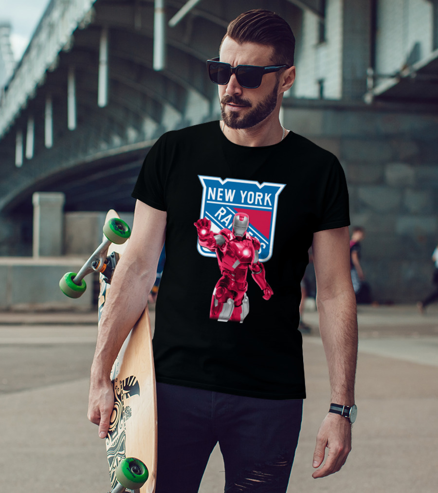 Iron Man Marvel New York Rangers Crossover With Iconic Hockey T-Shirt