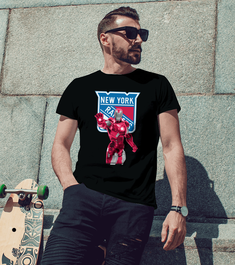 Iron Man Marvel New York Rangers Crossover With Iconic Hockey T-Shirt