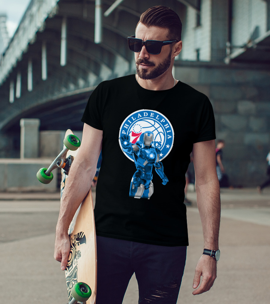Iron Man Philadelphia 76ers Basketball Crossover Fans T-Shirt