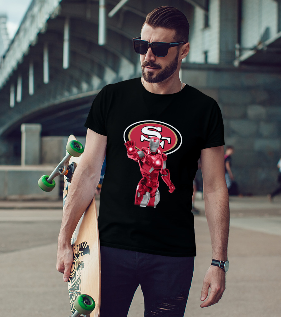 San Francisco 49ers Iron Man Nfl Marvel Crossover Fan T-Shirt