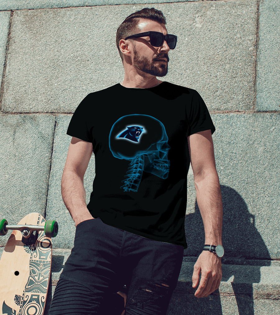 Carolina Panthers Skull Brain Halloween Theme T-Shirt