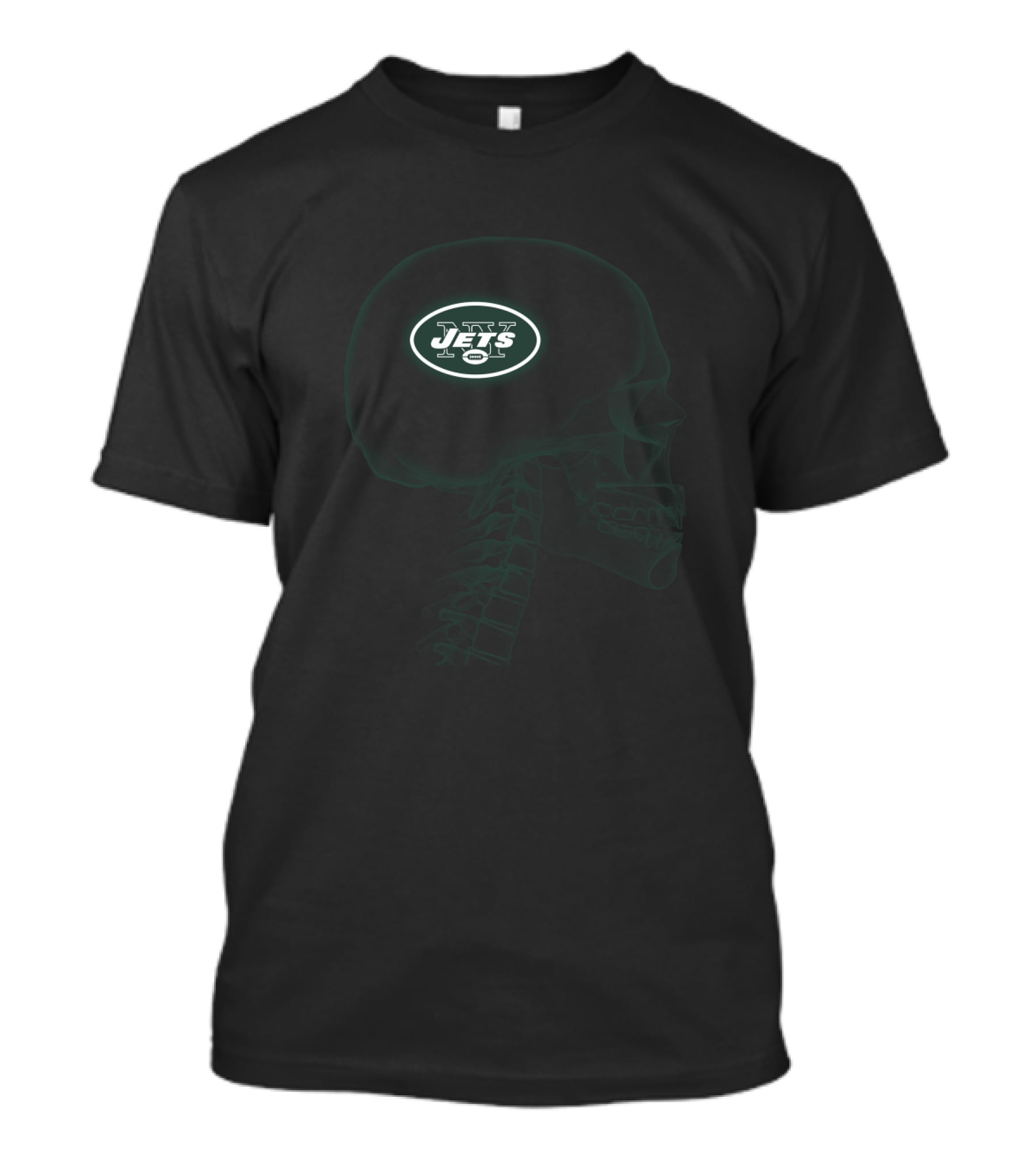 New York Jets Skull Brain Halloween Fan Gear T-Shirt