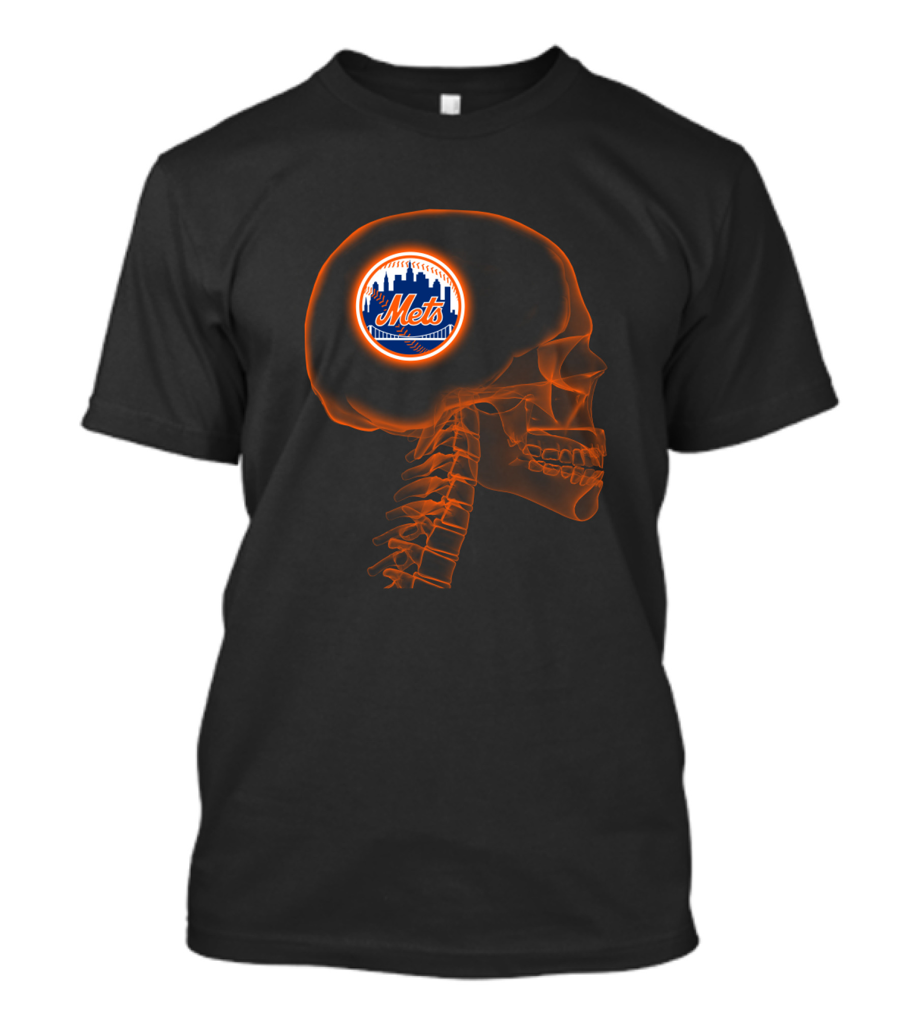 New York Mets Halloween Skull Brain Logo For Fans T-Shirt