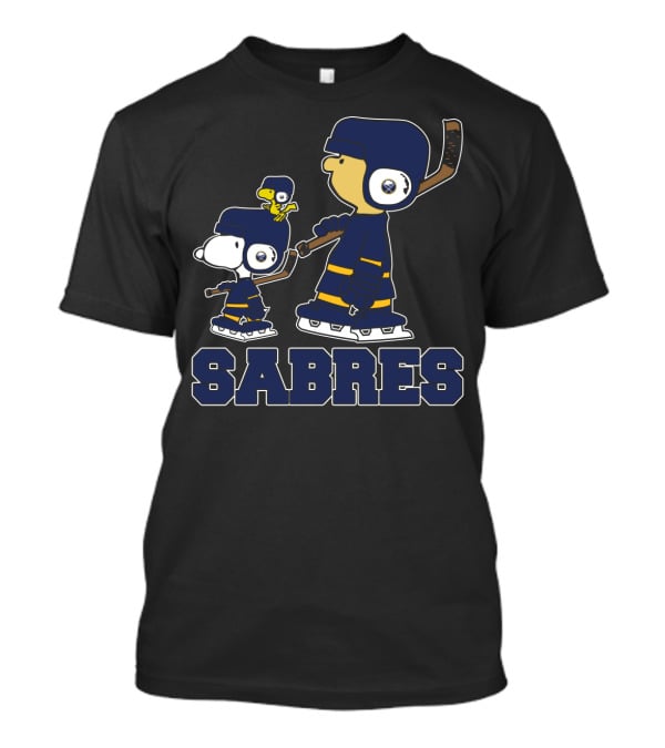 Sabres Snoopy Fans With Buffalo Hockey Team Enthusiasts T-Shirt