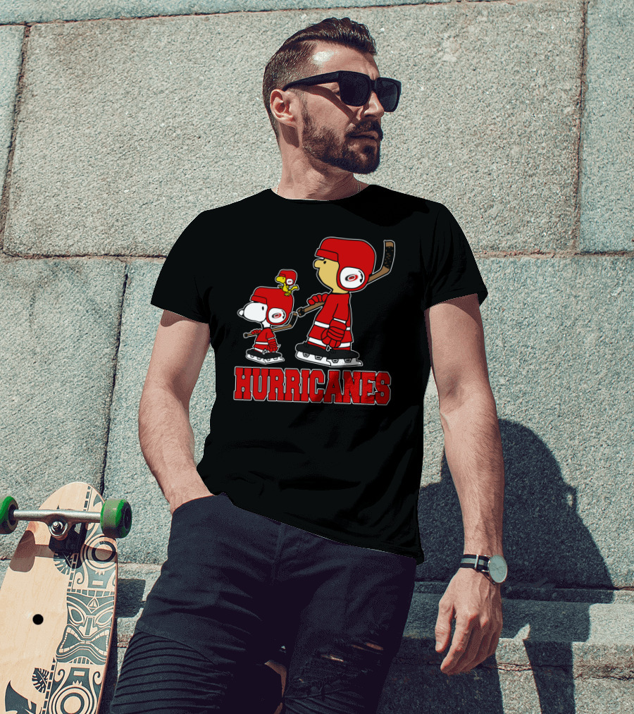 Snoopy Hockey With Carolina Hurricanes Mascot T-Shirt
