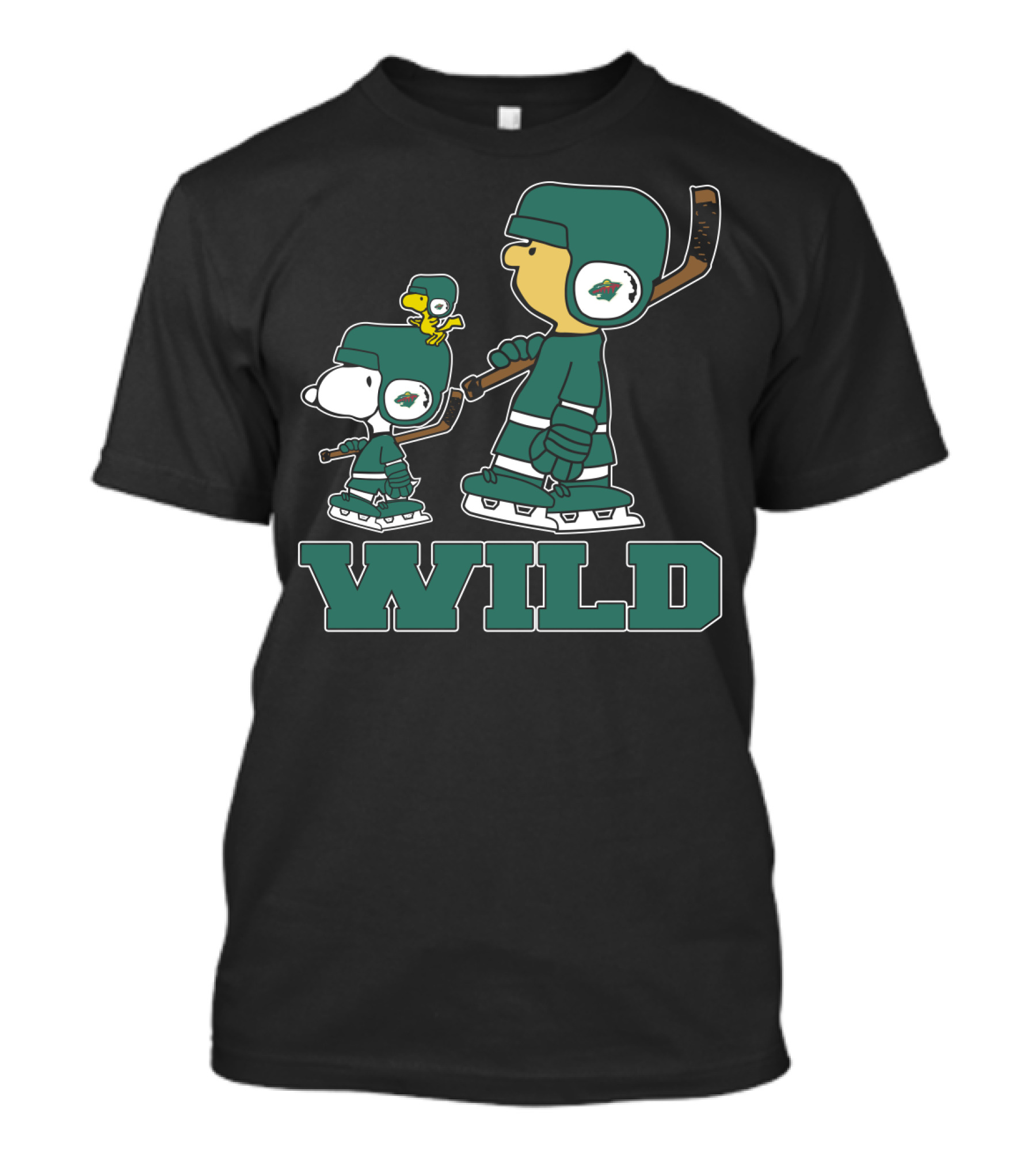 Snoopy And Woodstock With Minnesota Wild Hockey Gear T-Shirt