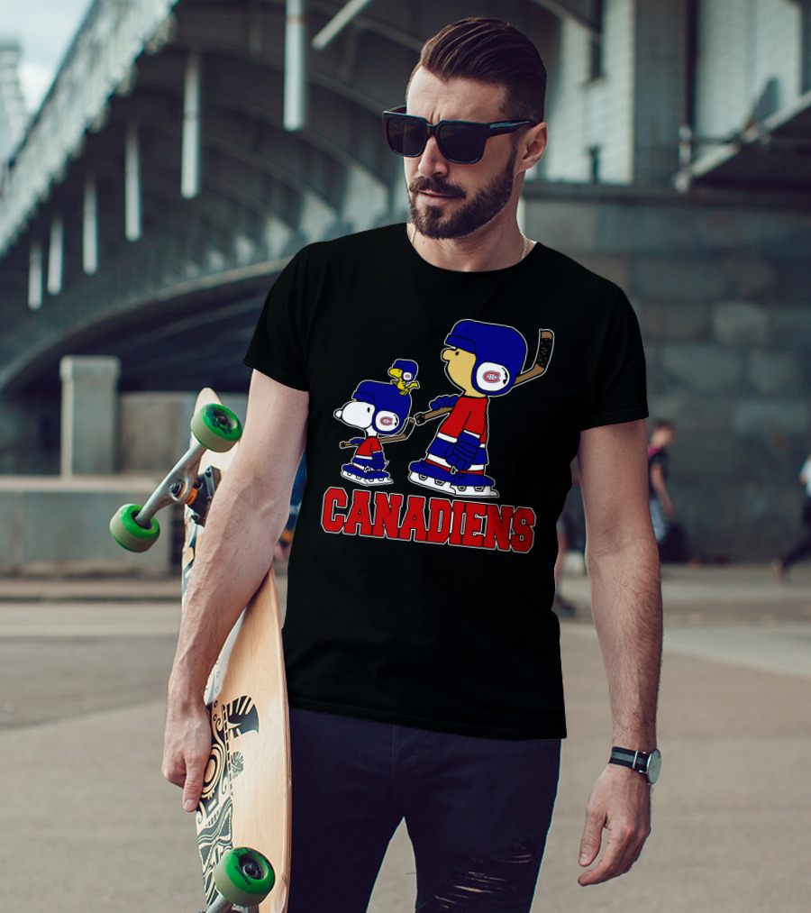 Snoopy Canadiens Fan Hockey Skate With Woodstock And Friends T-Shirt