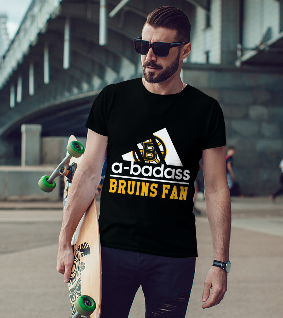 Boston Bruins Fan A-Badass Logo Black And Gold T-Shirt