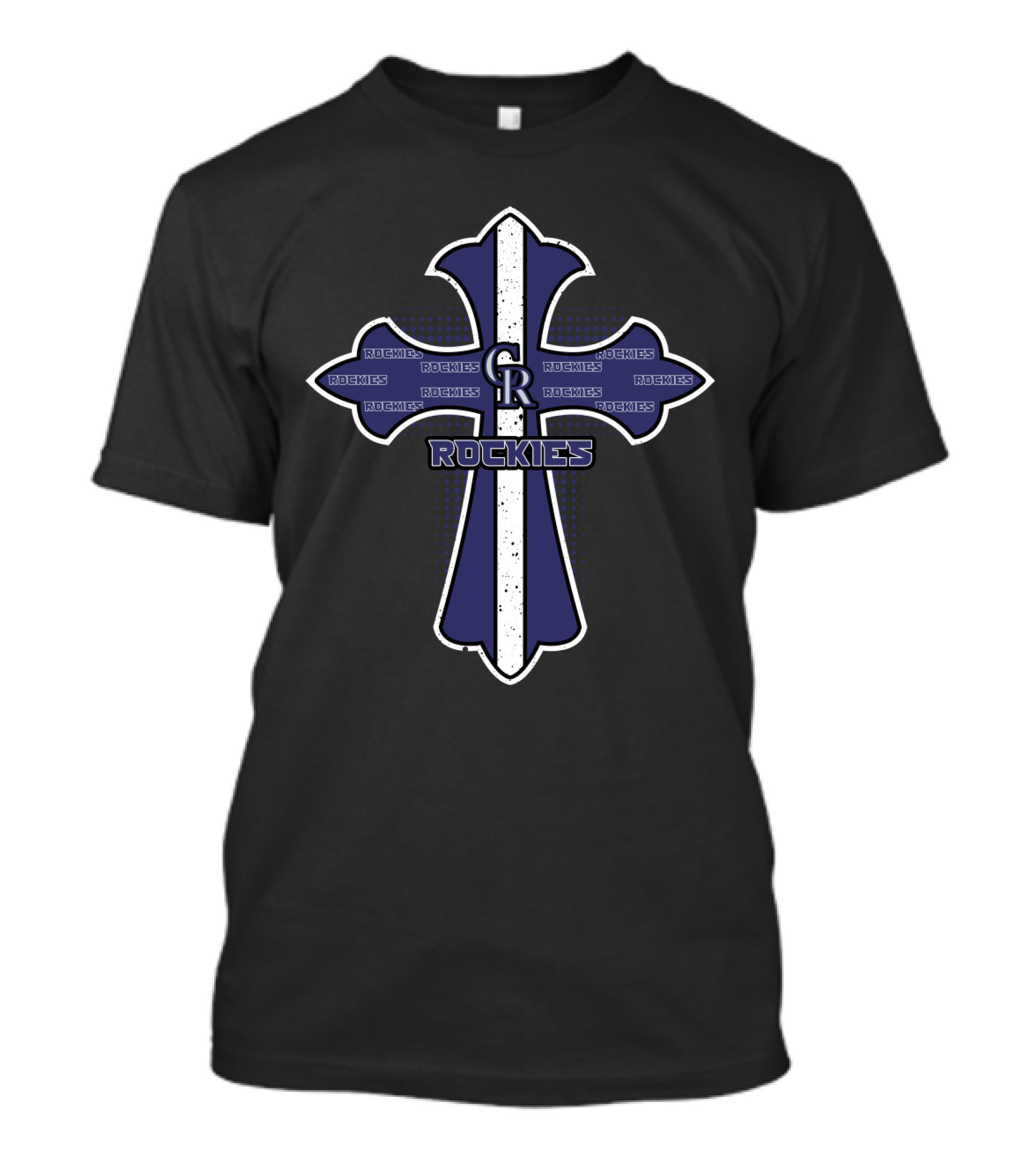 Cross For Colorado Rockies Fans With Cr Logo And Rockies T-Shirt