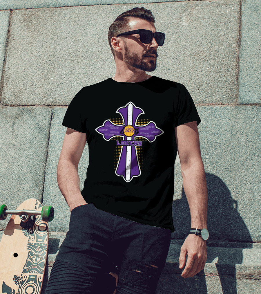 Cross Symbol Representing Faith And Los Angeles Lakers Fans T-Shirt