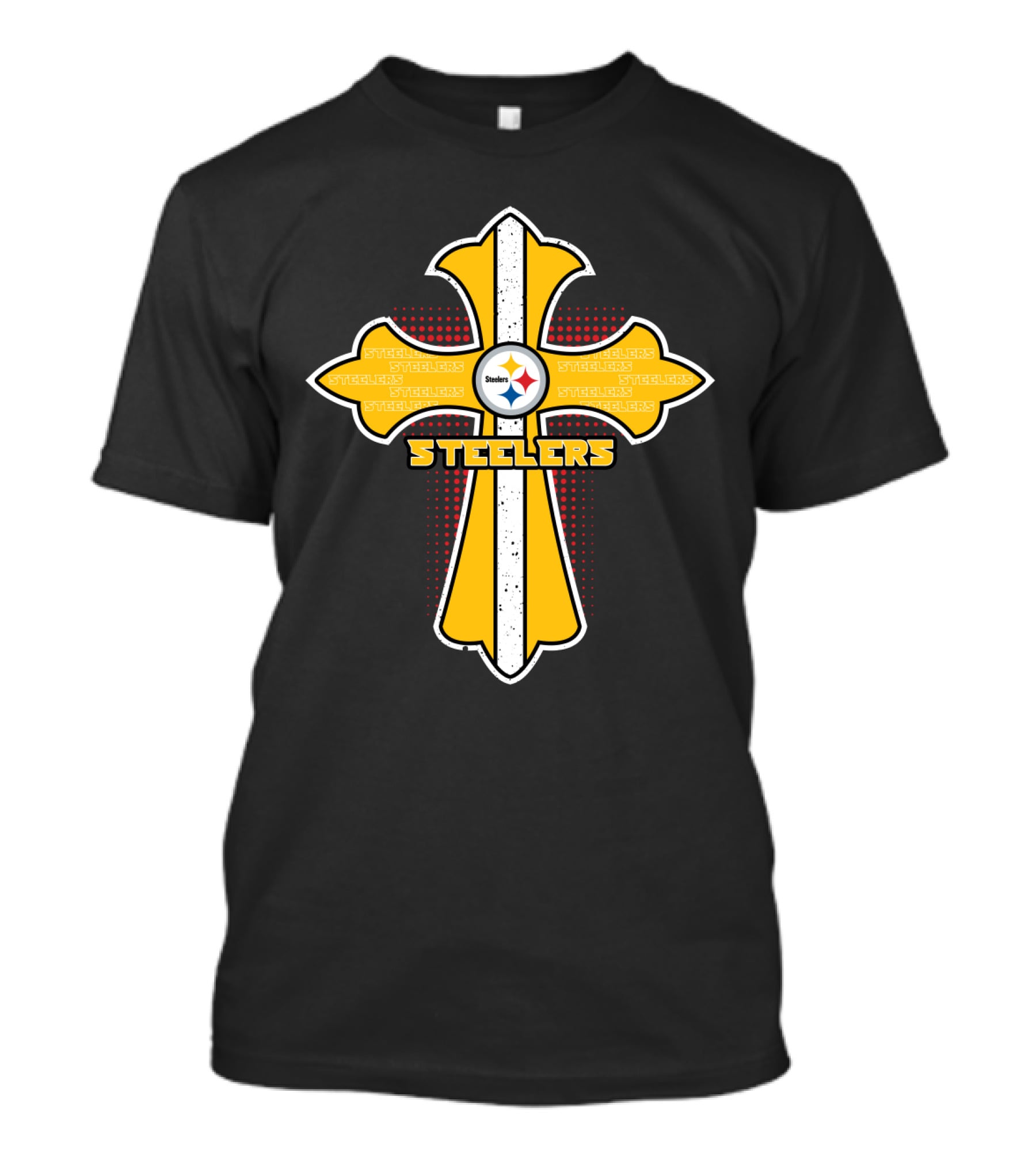 Steelers Fans Cross Featuring Pittsburgh Team Logo And Jesus Theme T-Shirt