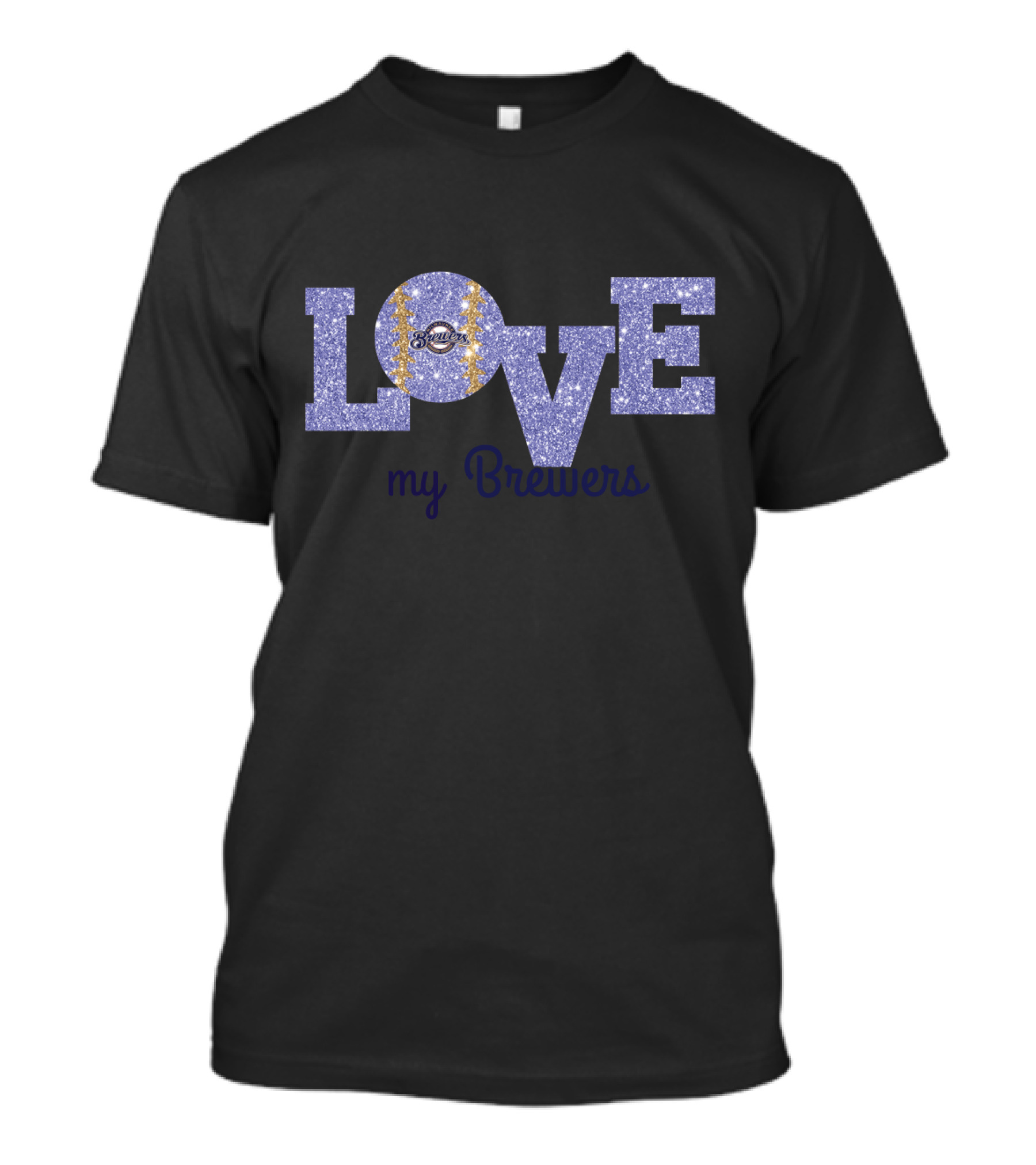 Milwaukee Brewers Glitter Love Design For Fans T-Shirt