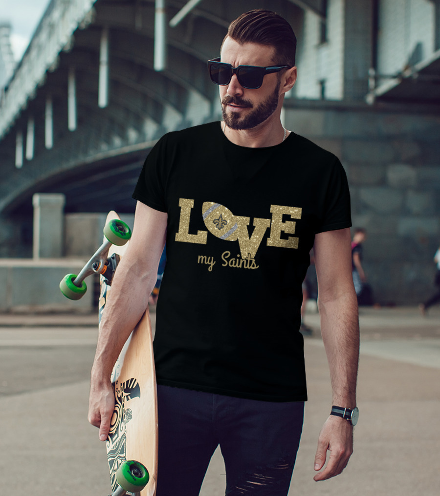 Love My Saints Fleur-De-Lis Football T-Shirt