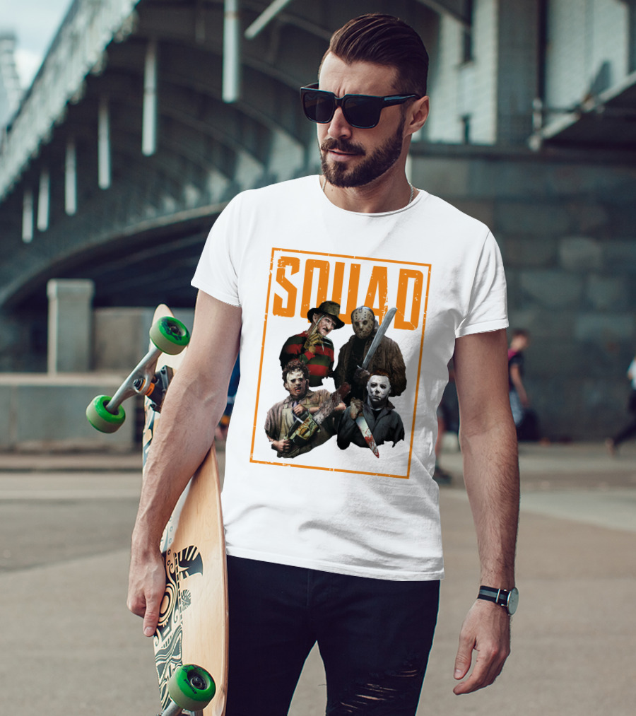 Squad Featuring Iconic Horror Characters In T-Shirt