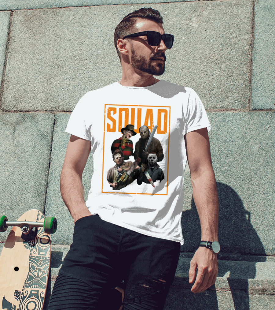 Squad Featuring Iconic Horror Characters In T-Shirt
