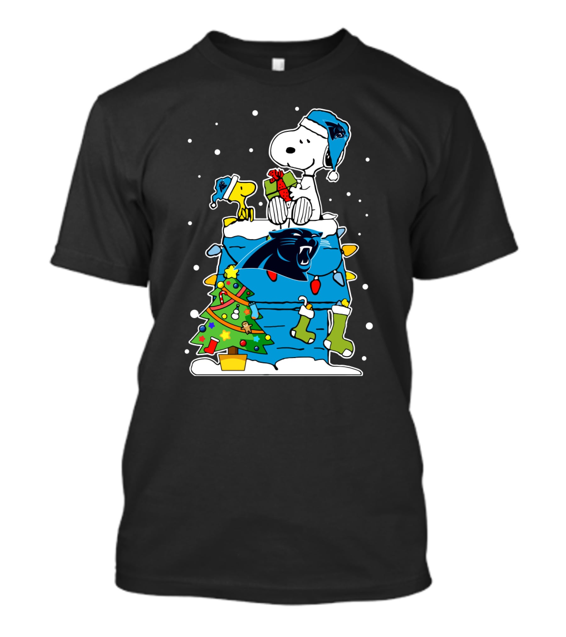 Carolina Panthers Snoopy Christmas Lover Cozy Holiday Scene T-Shirt
