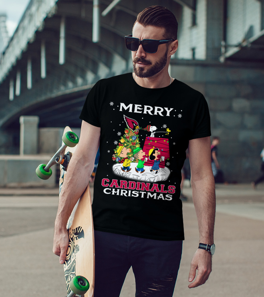 Merry Cardinals Christmas Arizona Snoopy Fans T-Shirt