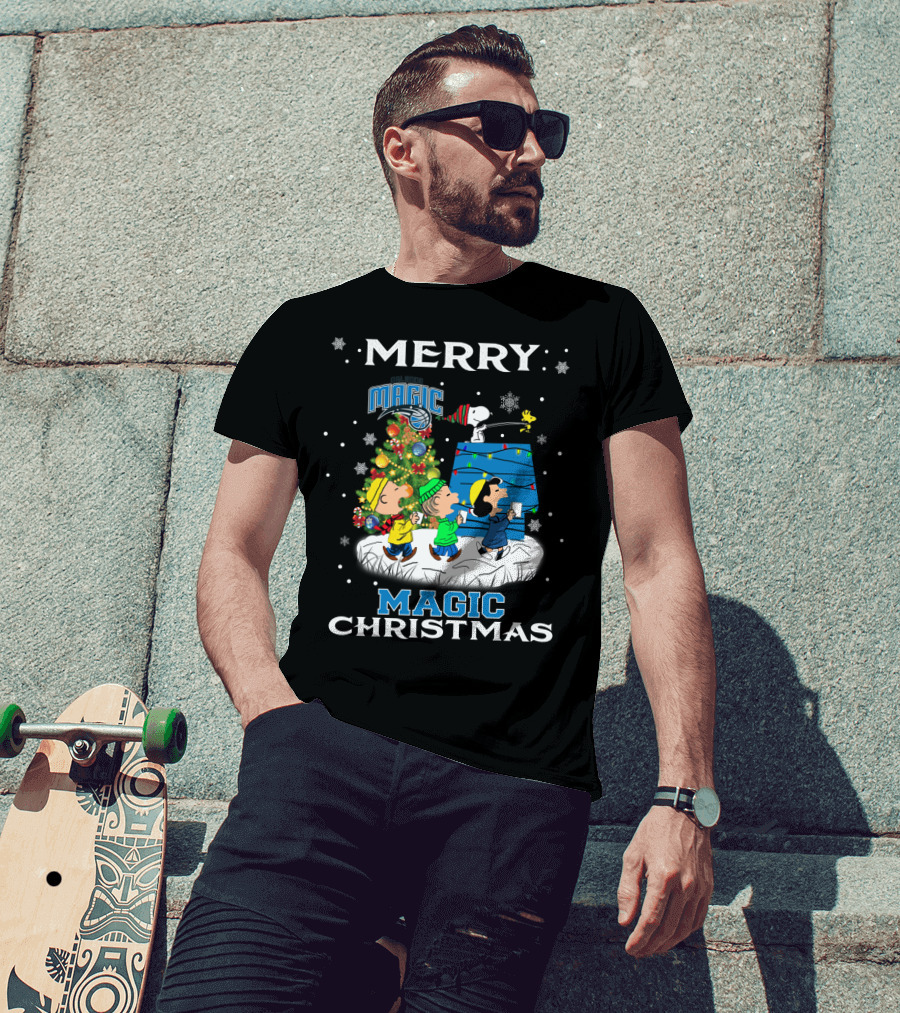 Merry Orlando Magic Christmas Snoopy And Friends Holiday Fun T-Shirt