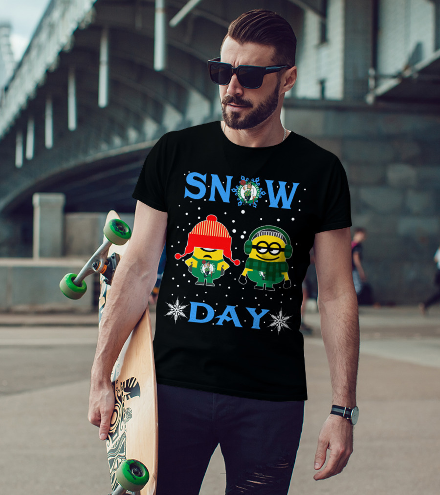 Boston Celtics Snow Day Minions Fans Winter Fun T-Shirt