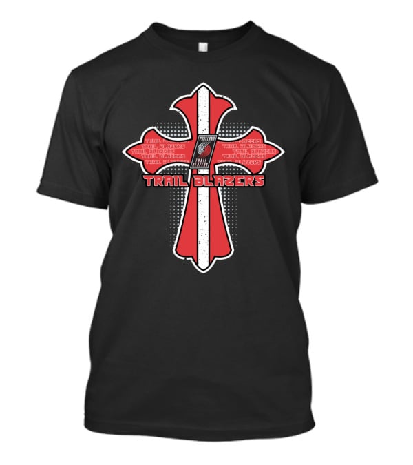 Portland Trail Blazers Cross With Repeated Trail Blazers T-Shirt