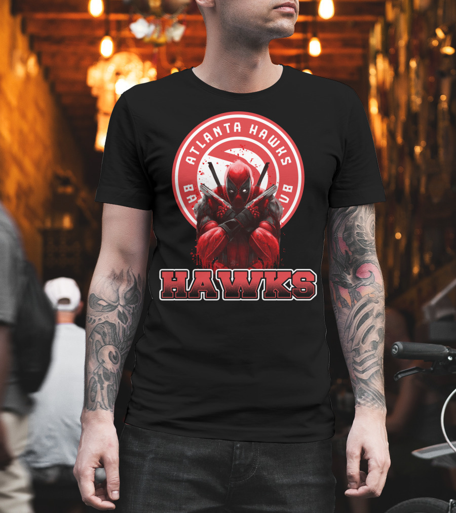 Atlanta Hawks Deadpool Logo Crossover Fan T-Shirt