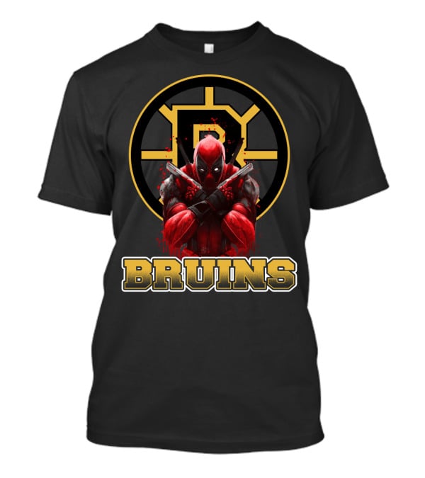 Bruins Deadpool Crossover Fans Boston Hockey Marvel Collaboration T-Shirt
