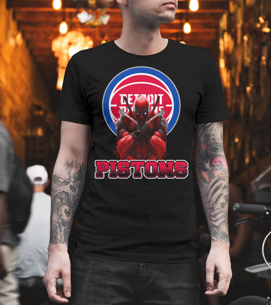 Detroit Pistons Deadpool Mashup Fan Merchandise T-Shirt