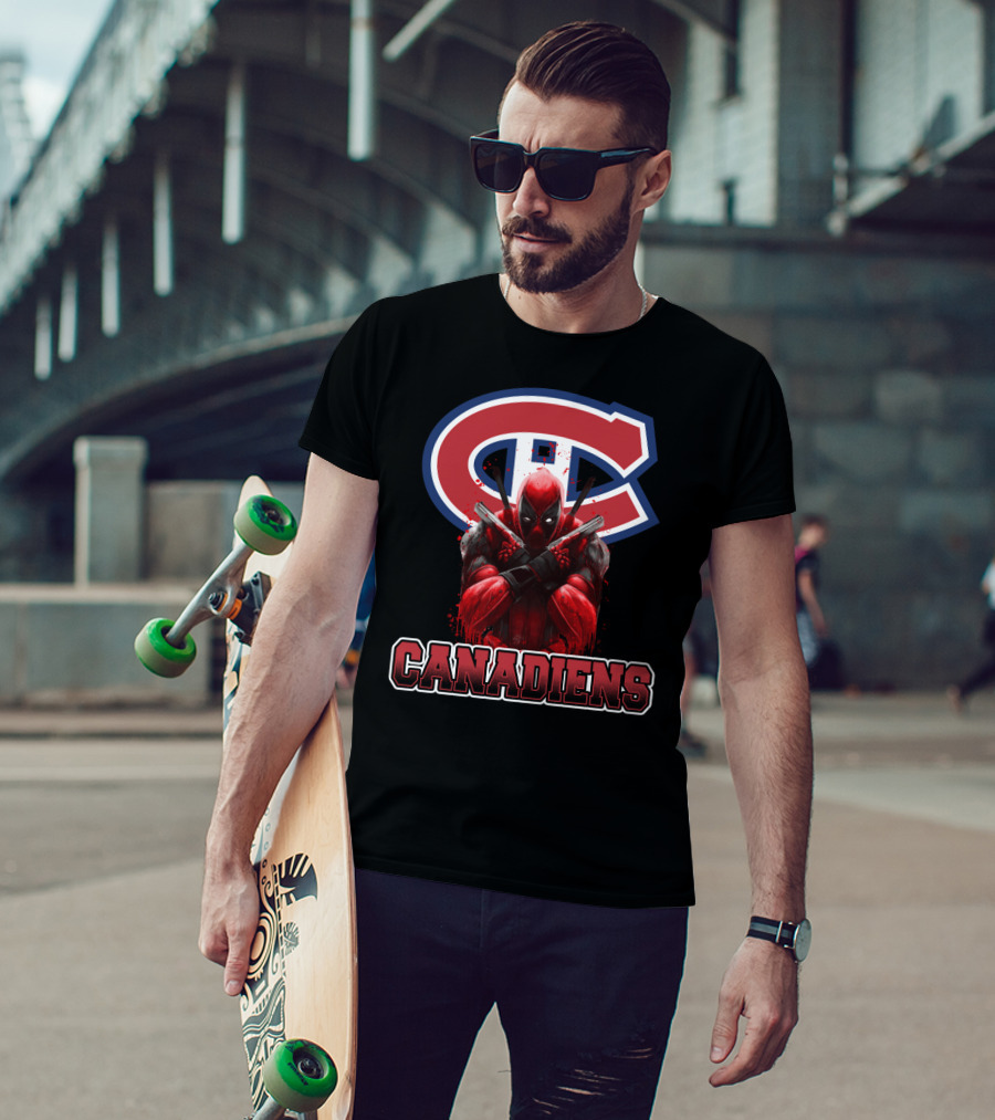 Montreal Canadiens Enthusiasts With Deadpool Fandom Crossover T-Shirt