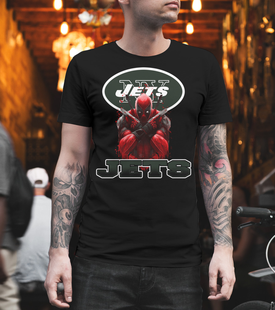 NY Jets Deadpool Crossover Fan Mashup T-Shirt