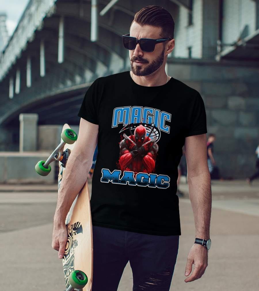 Orlando Magic Deadpool Crossover Fans Basketball Superhero Mashup T-Shirt