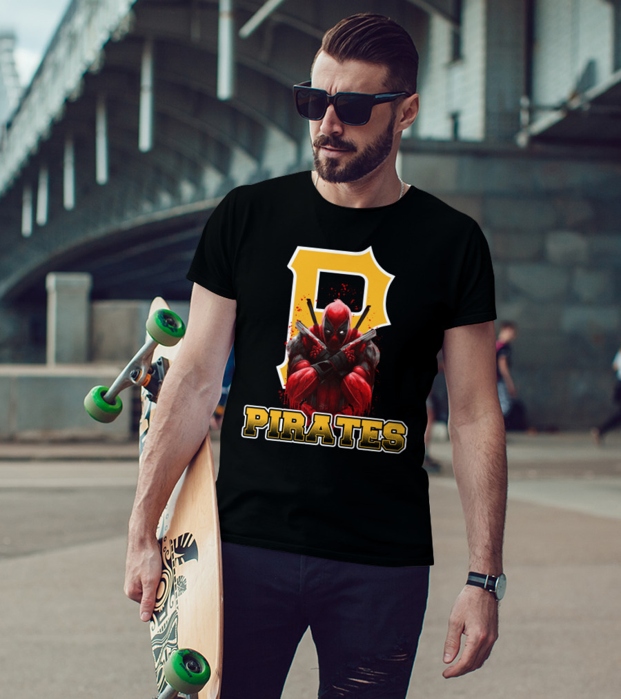 Pittsburgh Pirates Deadpool Crossover Fans Baseball Superhero Mashup T-Shirt