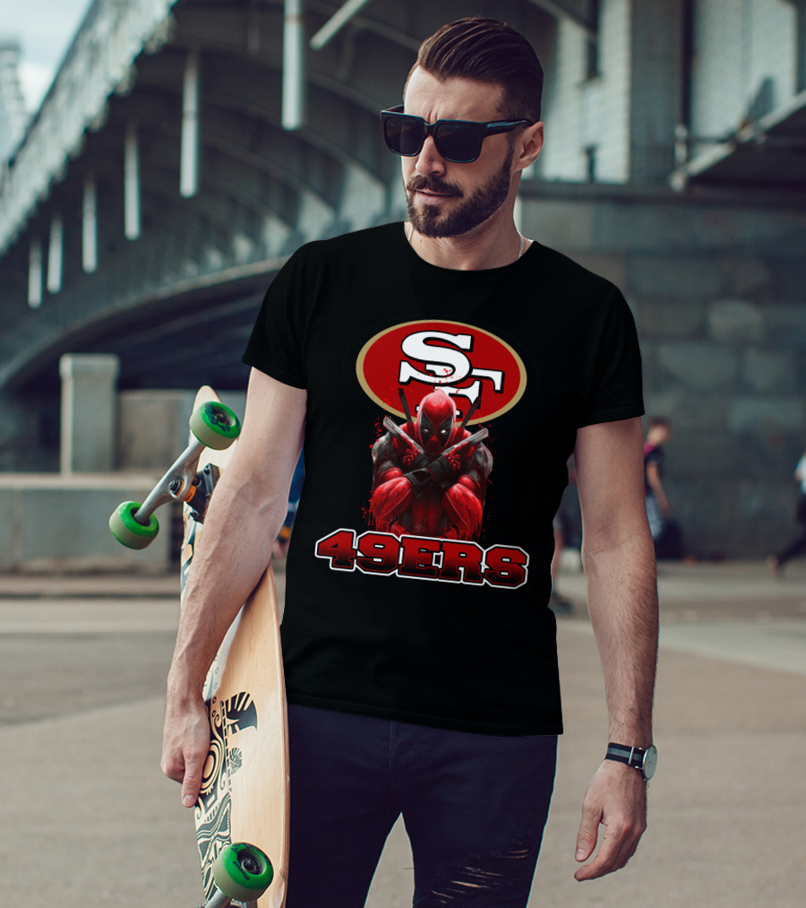 San Francisco 49ers NFL Logo And Deadpool Character Collaboration For Fans T-Shirt