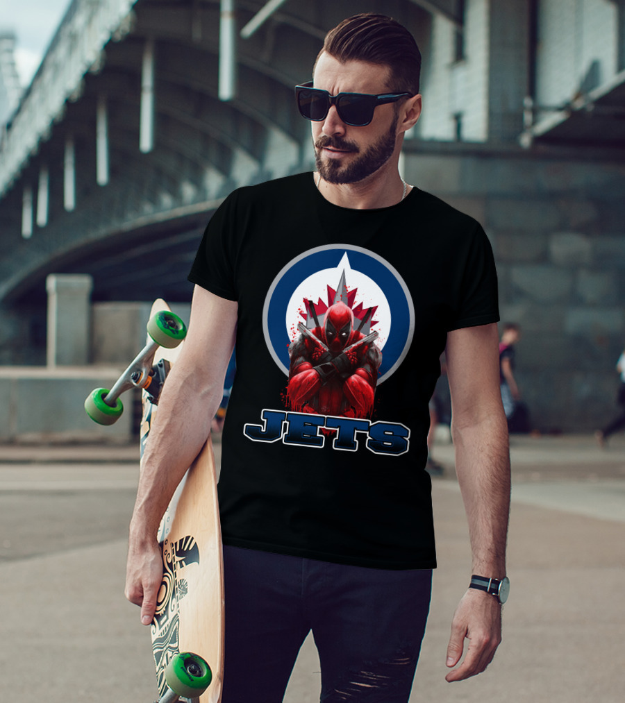 Winnipeg Jets Deadpool Crossover Logo Fans T-Shirt