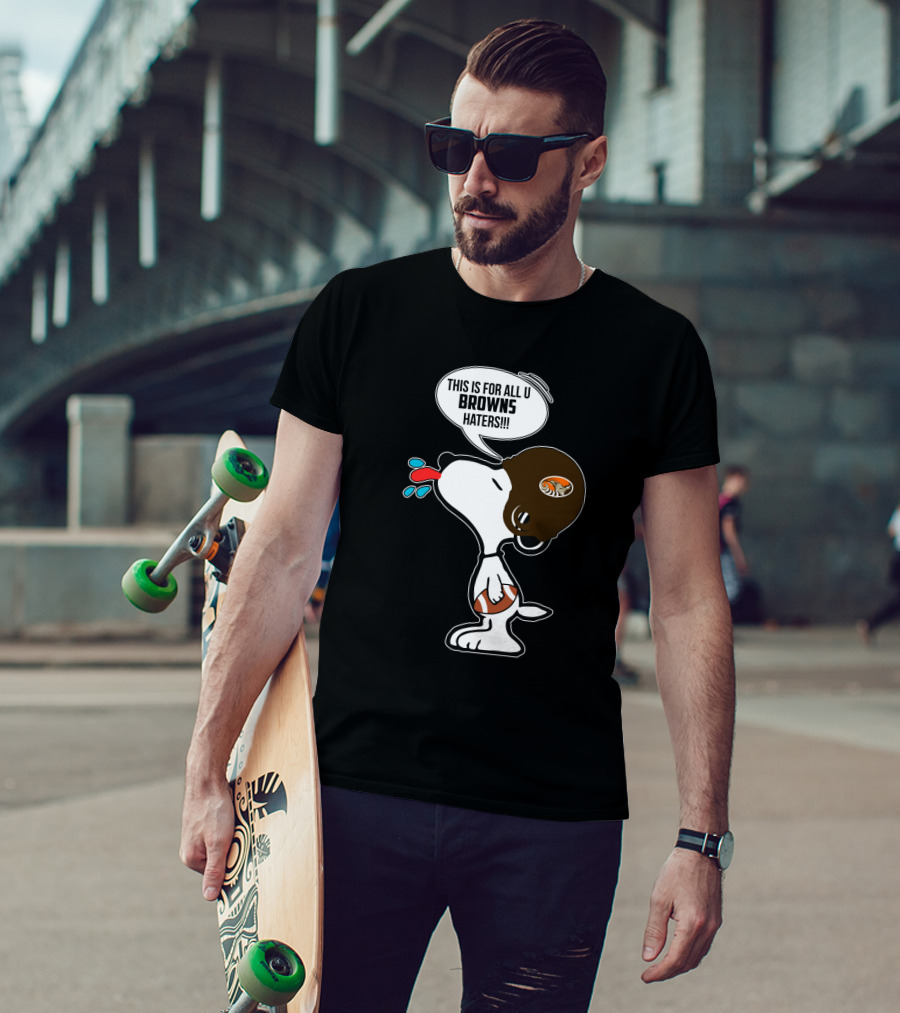 Snoopy Cleveland Browns Haters Football Fan Statement T-Shirt