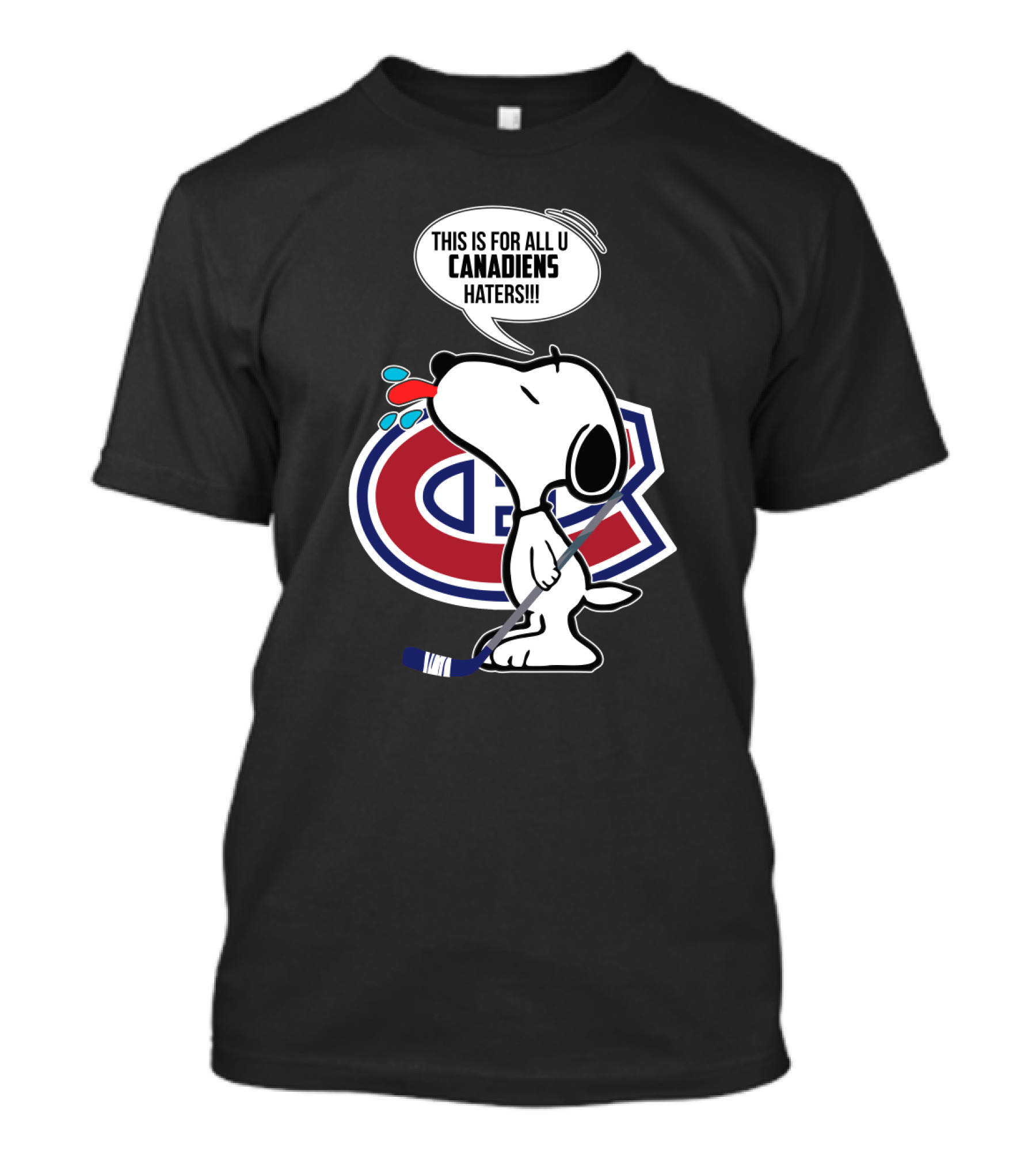 Snoopy Ice Hockey Montreal Canadiens Haters Fans Hockey Stick T-Shirt